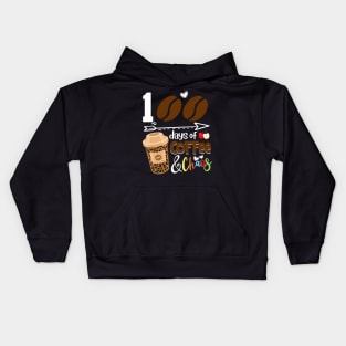 100 Days of Coffee 100th Day of School Teacher Student 2024 Kids Hoodie